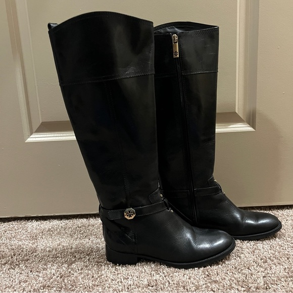 Tory Burch Equestrian Boots Black Leather 6M - Picture 10 of 10